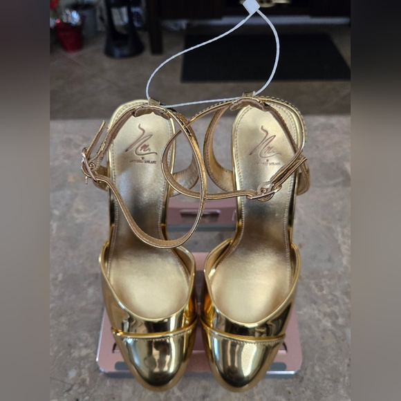 Antonio Melani x Nat Note Pia Mirror Metallic Platform Pumps. Gold  (Size 9) - Picture 2 of 15